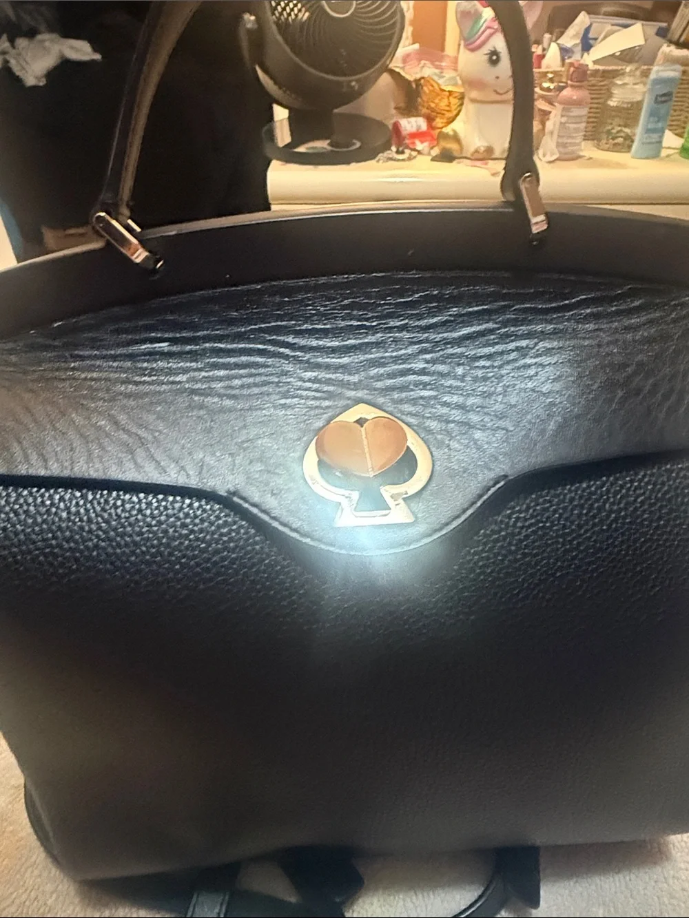 kate spade Black Leather Structured Top-Handle Crossbody Bag